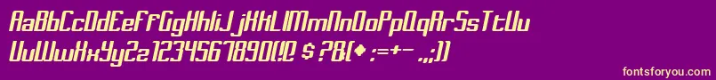 フォントDymedaItalic – 紫の背景に黄色のフォント