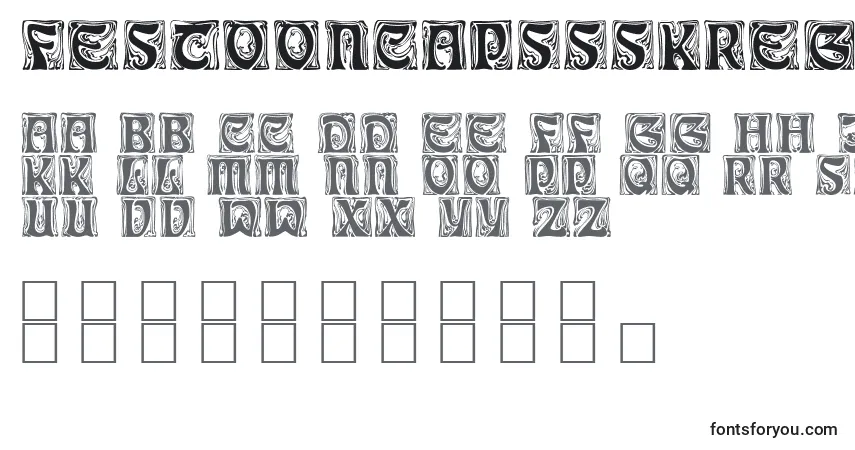 A fonte FestooncapssskRegular – alfabeto, números, caracteres especiais