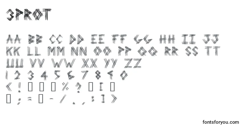 Schriftart 3prot – Alphabet, Zahlen, spezielle Symbole