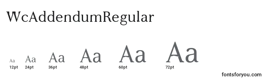 WcAddendumRegular (111009) Font Sizes