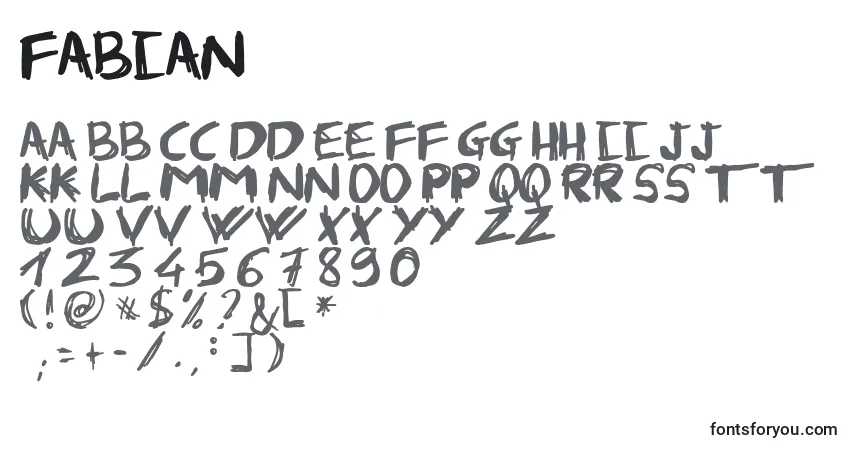 Czcionka Fabian – alfabet, cyfry, specjalne znaki