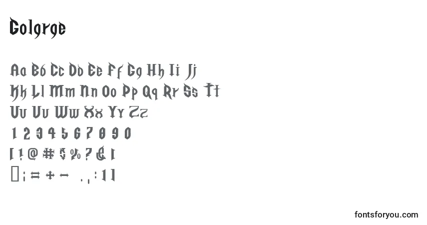 A fonte Golgrge – alfabeto, números, caracteres especiais