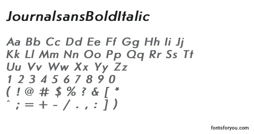 JournalsansBoldItalic Font – alphabet, numbers, special characters