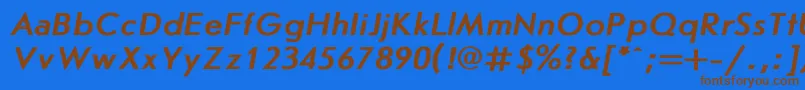 JournalsansBoldItalic-fontti – ruskeat fontit sinisellä taustalla