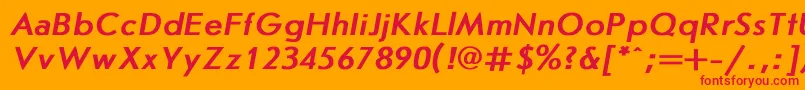 JournalsansBoldItalic-Schriftart – Rote Schriften auf orangefarbenem Hintergrund