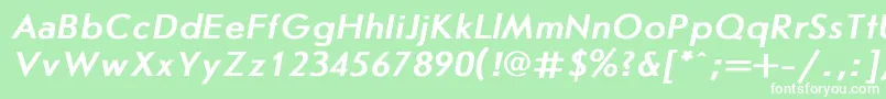 JournalsansBoldItalic-fontti – valkoiset fontit vihreällä taustalla