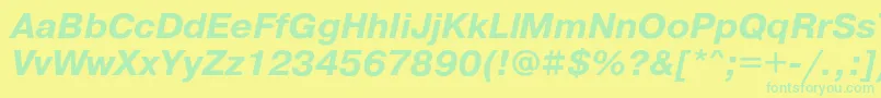 Police PragmaticacBoldoblique – polices vertes sur fond jaune