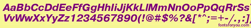 PragmaticacBoldoblique Font – Purple Fonts on Yellow Background