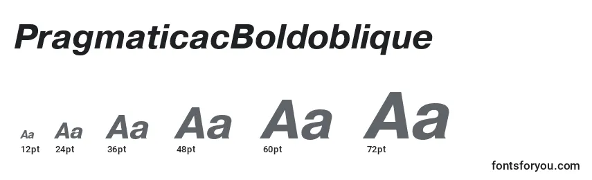 Размеры шрифта PragmaticacBoldoblique