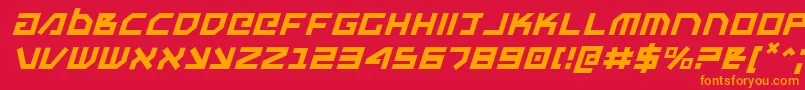 Unoestadoi-Schriftart – Orangefarbene Schriften auf rotem Hintergrund
