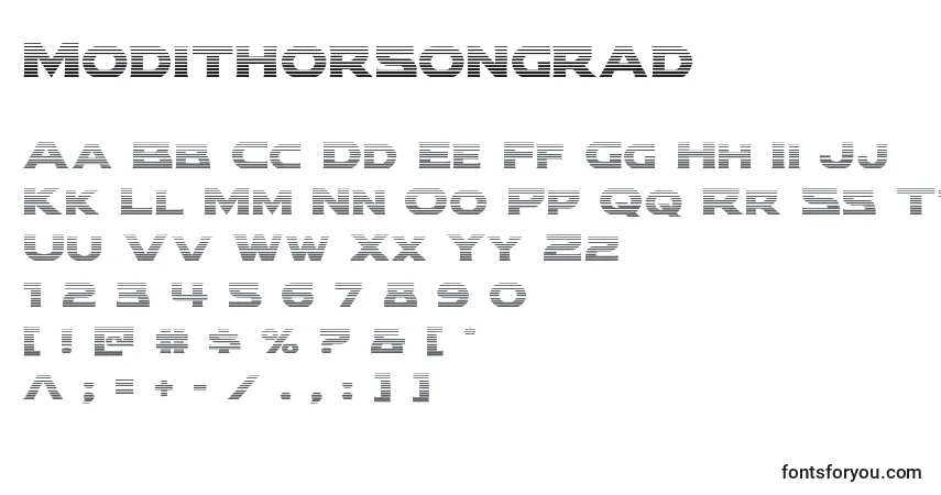 Schriftart Modithorsongrad – Alphabet, Zahlen, spezielle Symbole