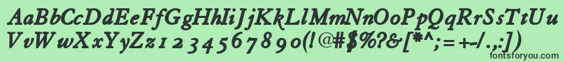 TiascoossskBoldItalic Font – Black Fonts on Green Background