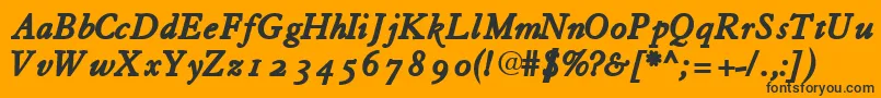 TiascoossskBoldItalic Font – Black Fonts on Orange Background