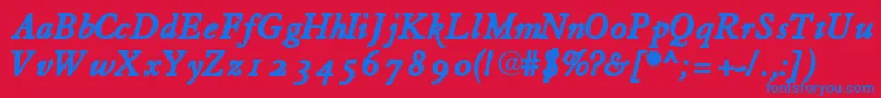 TiascoossskBoldItalic Font – Blue Fonts on Red Background