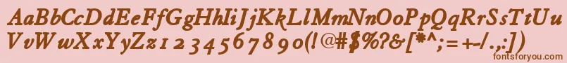 TiascoossskBoldItalic Font – Brown Fonts on Pink Background