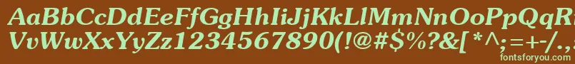 SouvienneBoldItalic Font – Green Fonts on Brown Background