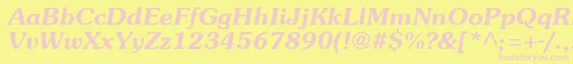 Czcionka SouvienneBoldItalic – różowe czcionki na żółtym tle