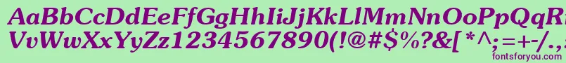 SouvienneBoldItalic Font – Purple Fonts on Green Background