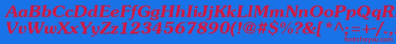 SouvienneBoldItalic Font – Red Fonts on Blue Background
