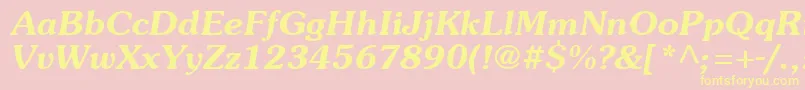 SouvienneBoldItalic Font – Yellow Fonts on Pink Background