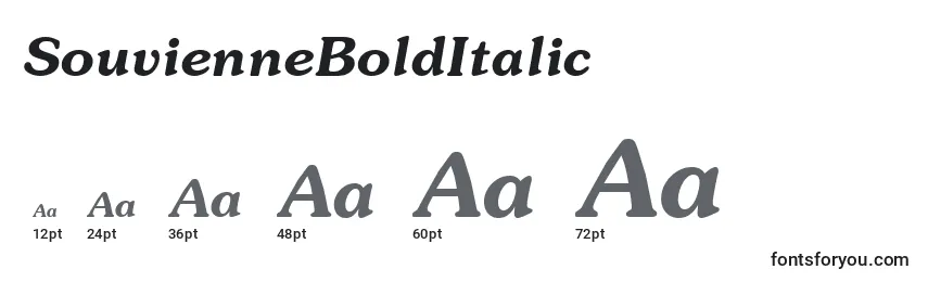 Размеры шрифта SouvienneBoldItalic