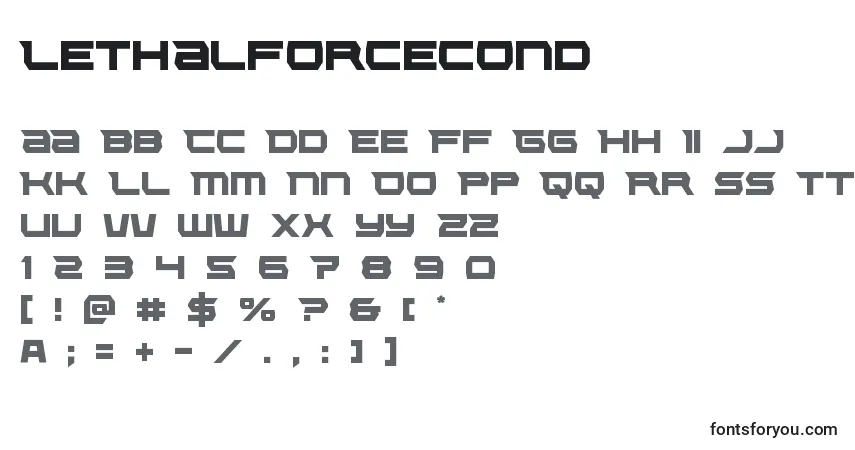 A fonte Lethalforcecond – alfabeto, números, caracteres especiais