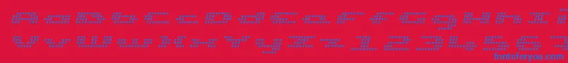 UpTinyLcdFourLightItalic Font – Blue Fonts on Red Background