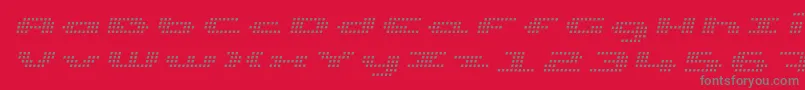 フォントUpTinyLcdFourLightItalic – 赤い背景に灰色の文字