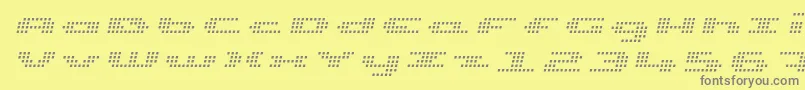 UpTinyLcdFourLightItalic Font – Gray Fonts on Yellow Background
