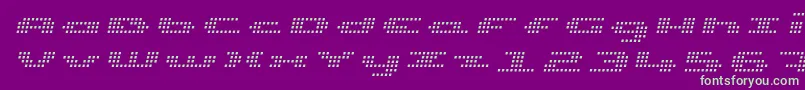 UpTinyLcdFourLightItalic Font – Green Fonts on Purple Background