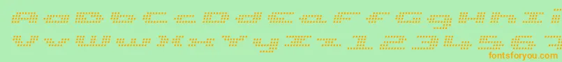 UpTinyLcdFourLightItalic Font – Orange Fonts on Green Background