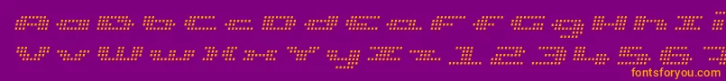 UpTinyLcdFourLightItalic Font – Orange Fonts on Purple Background