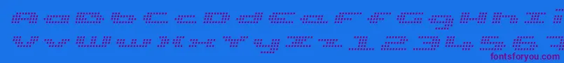 UpTinyLcdFourLightItalic Font – Purple Fonts on Blue Background