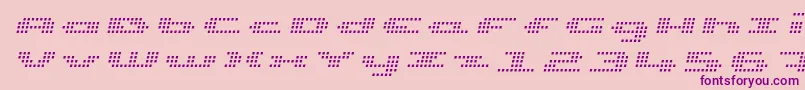 UpTinyLcdFourLightItalic Font – Purple Fonts on Pink Background
