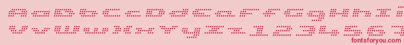 UpTinyLcdFourLightItalic Font – Red Fonts on Pink Background
