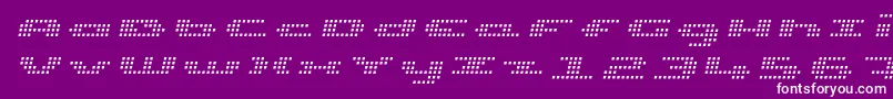 UpTinyLcdFourLightItalic Font – White Fonts on Purple Background