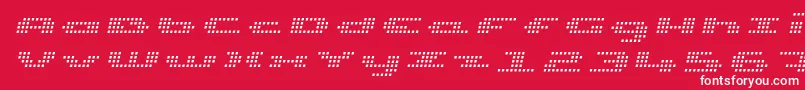 UpTinyLcdFourLightItalic Font – White Fonts on Red Background