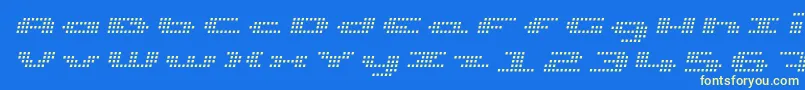 UpTinyLcdFourLightItalic Font – Yellow Fonts on Blue Background