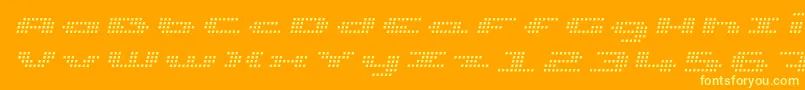 UpTinyLcdFourLightItalic Font – Yellow Fonts on Orange Background
