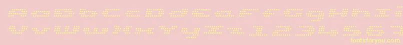 UpTinyLcdFourLightItalic Font – Yellow Fonts on Pink Background