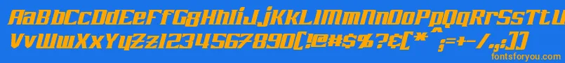 フォントZarathosItalic – オレンジ色の文字が青い背景にあります。