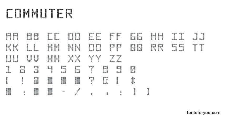 Commuter-fontti – aakkoset, numerot, erikoismerkit