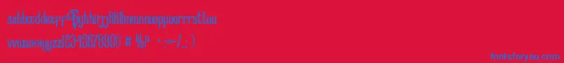 Greaturedemo-Schriftart – Blaue Schriften auf rotem Hintergrund