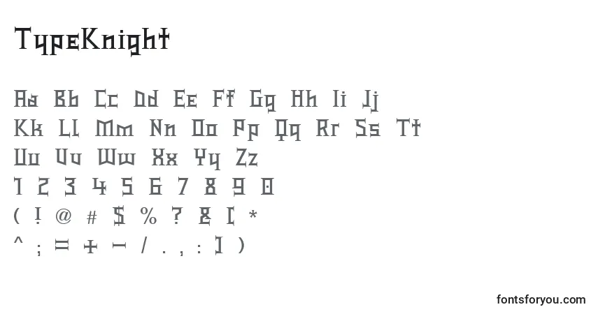 TypeKnight Font – alphabet, numbers, special characters