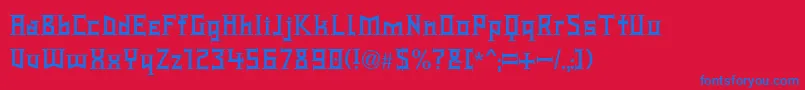 TypeKnight-Schriftart – Blaue Schriften auf rotem Hintergrund