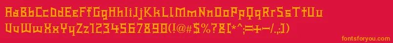 Fonte TypeKnight – fontes laranjas em um fundo vermelho