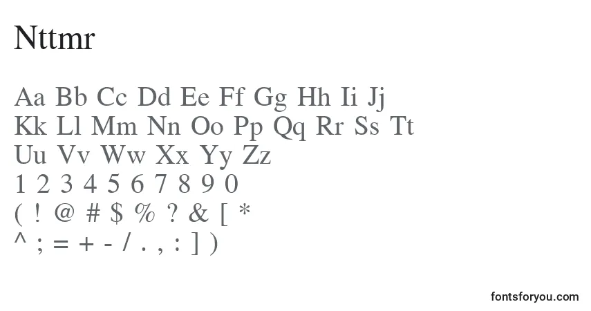 A fonte Nttmr – alfabeto, números, caracteres especiais