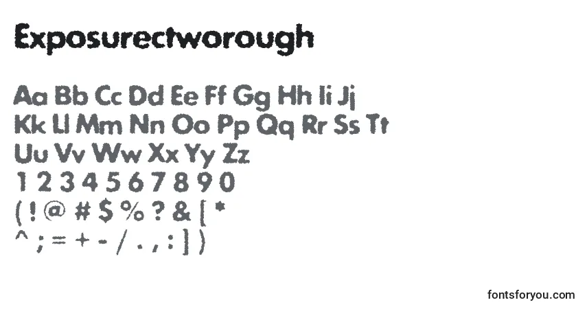 A fonte Exposurectworough – alfabeto, números, caracteres especiais