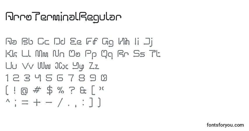 A fonte ArroTerminalRegular – alfabeto, números, caracteres especiais
