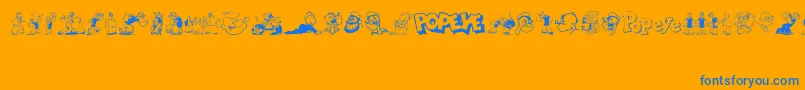 Popeye Font – Blue Fonts on Orange Background